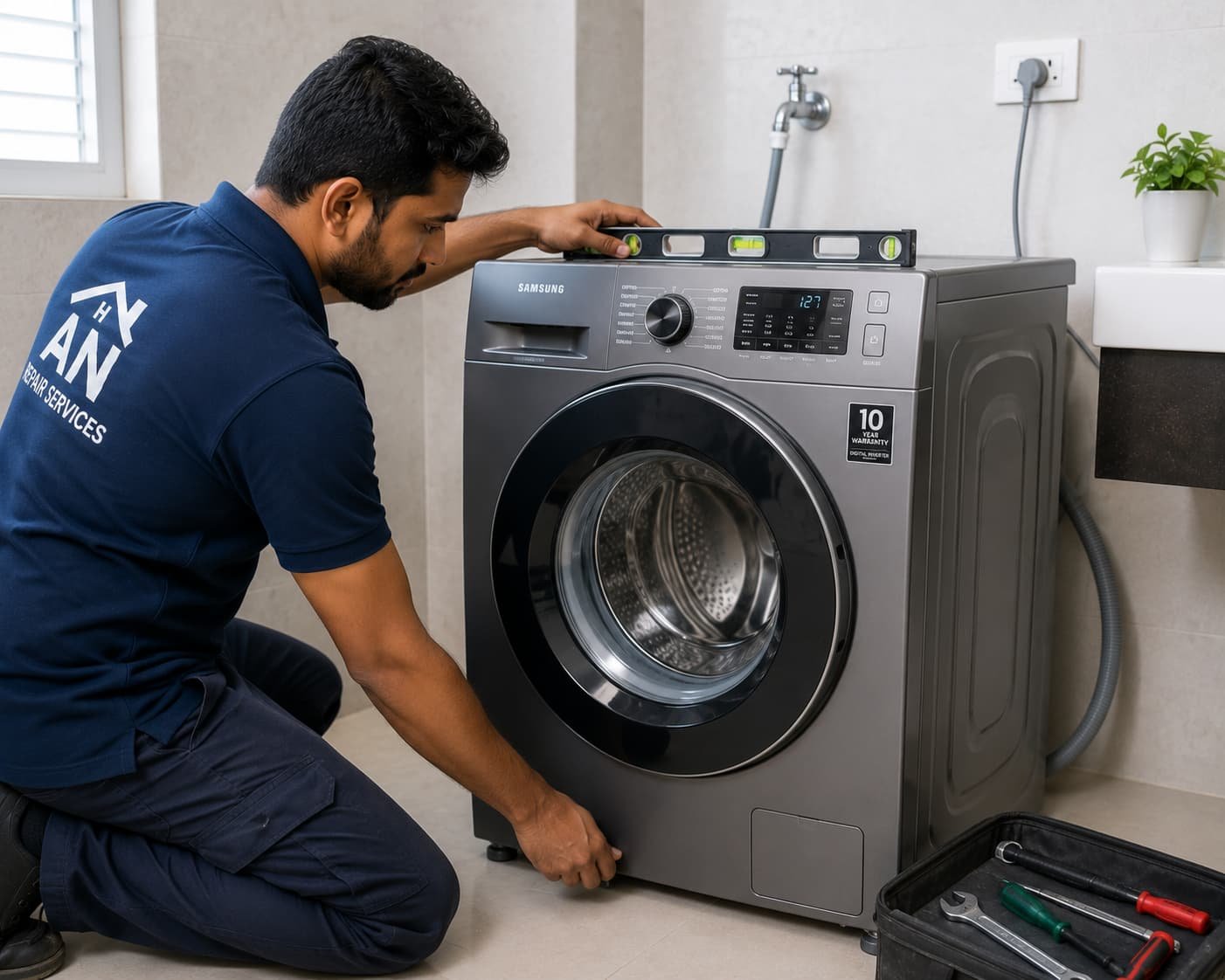 Washing machine installation completed by AN Repair Services in Kamareddy
